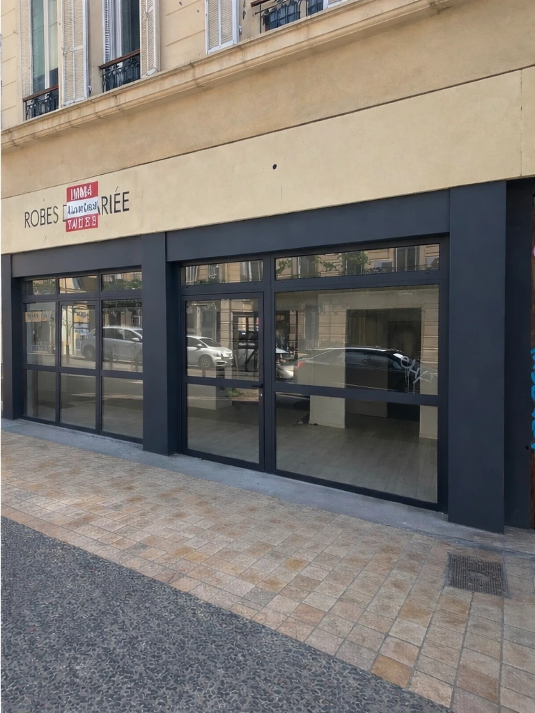 Agence en centre-ville de Marseille après effacement des tags et remise en peinture
