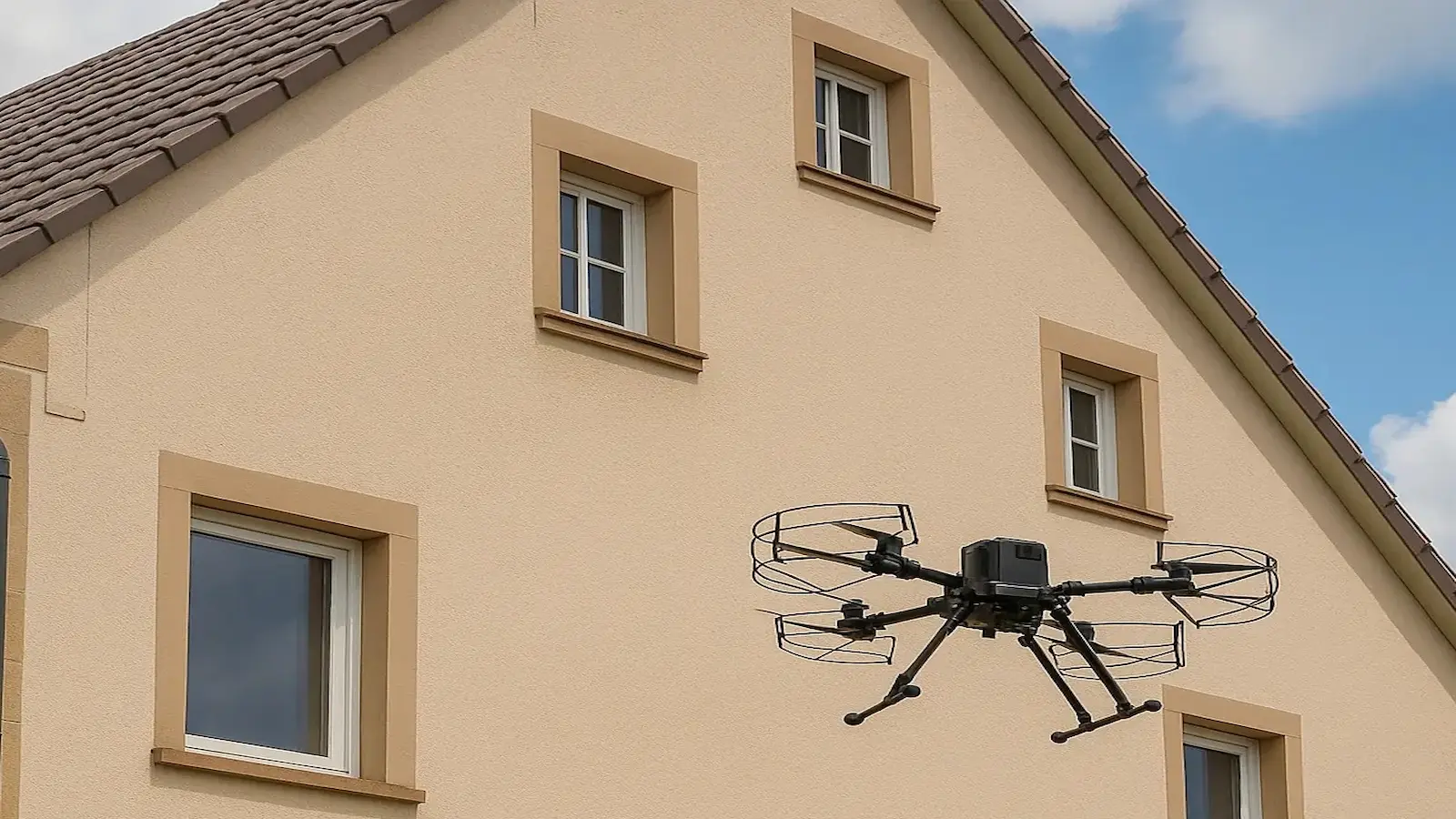 Façade après nettoyage par drone — rendu propre et homogène