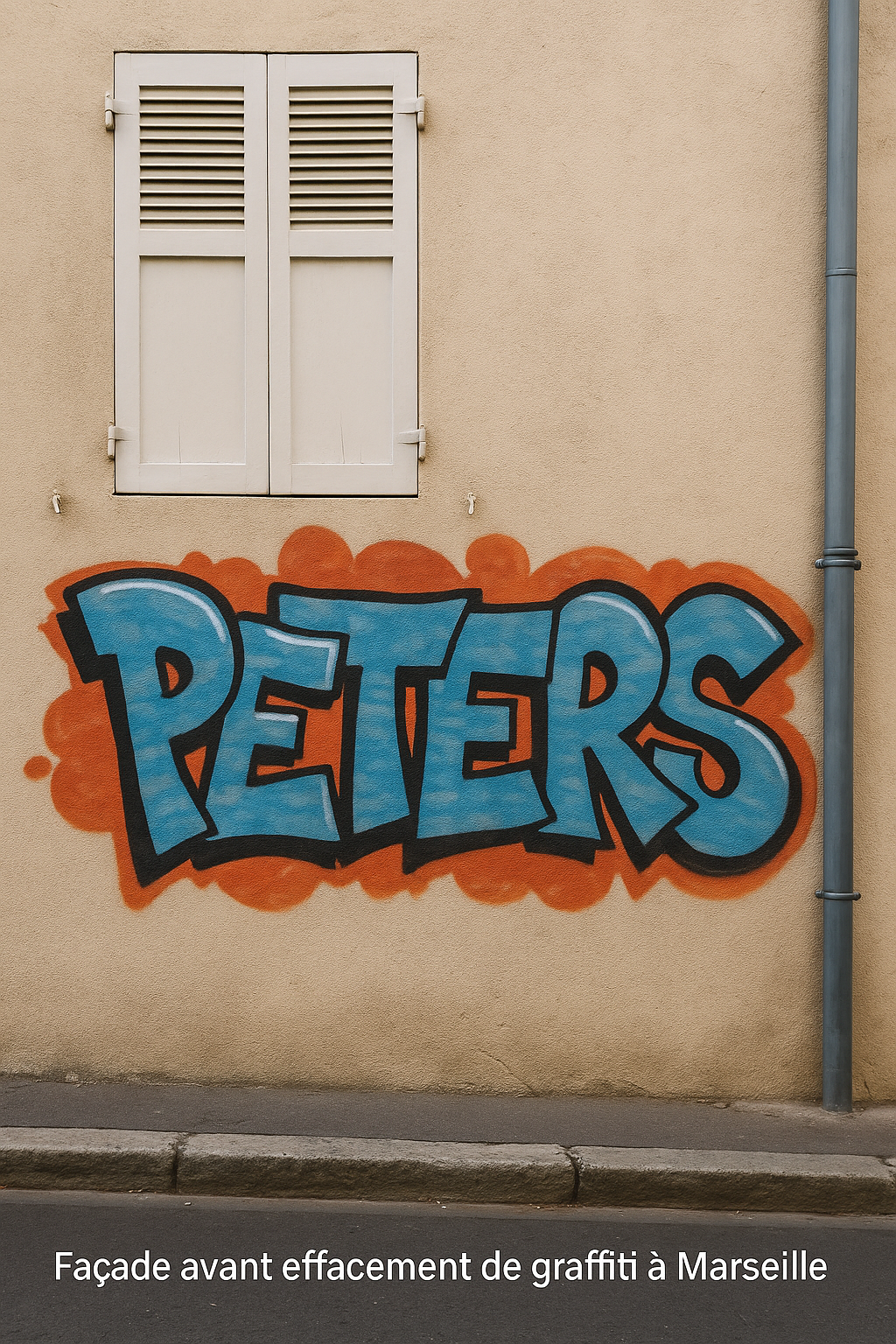 Façade avant effacement de graffiti à Marseille