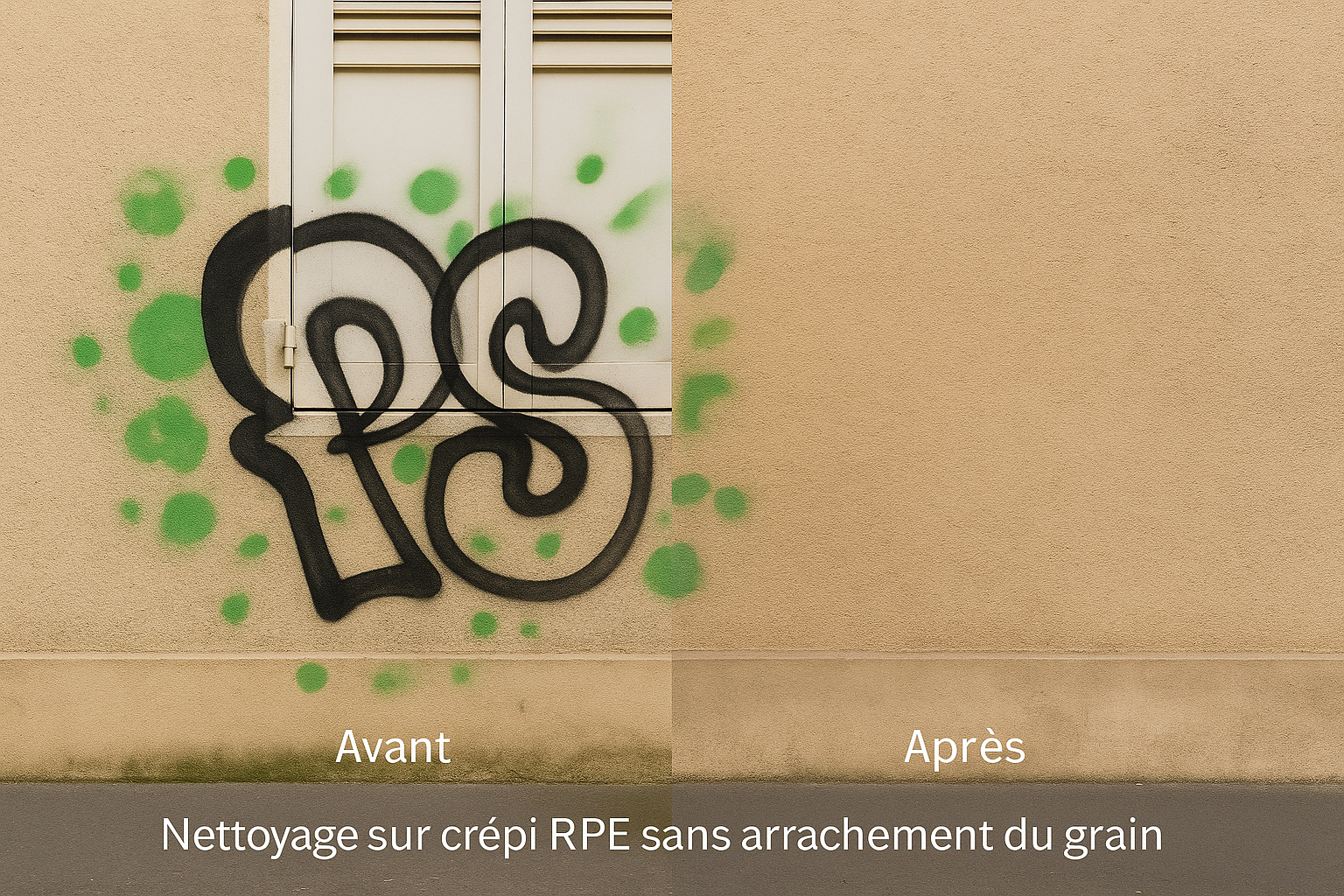 Nettoyage graffiti sur crépi / RPE
