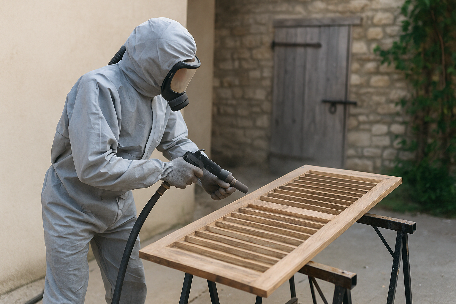 Hydrogommage de volets en bois