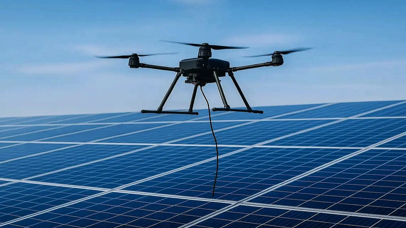 Panneaux photovoltaïques après nettoyage par drone — PACA