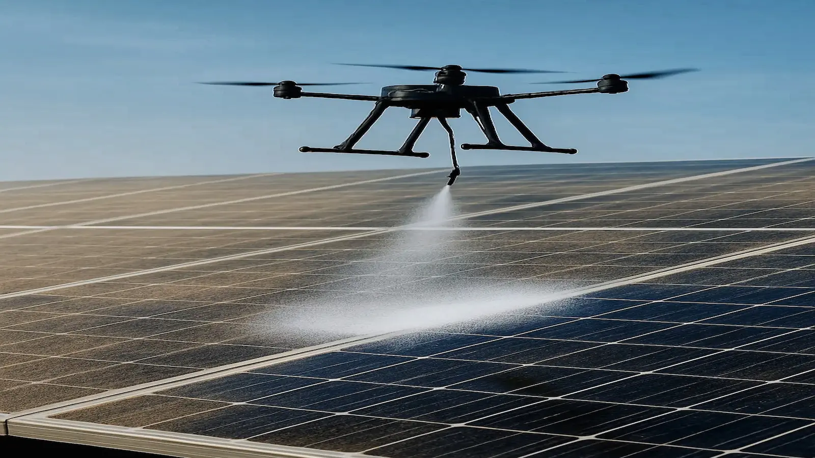 Panneaux photovoltaïques avant nettoyage par drone — PACA